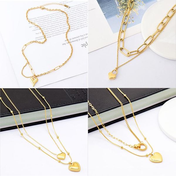 

pendant necklaces meyrroyu stainless steel romantic geometric pearl heart necklace for women 2021 trend party gift fashion jewelry, Silver