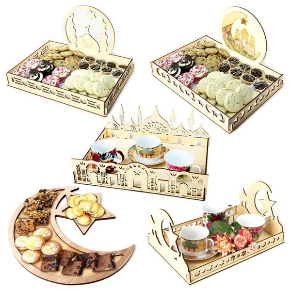

gift wrap muslim wooden tray artistic eid mubarak innovative moon party serving tableware ramadan decoration for dessert