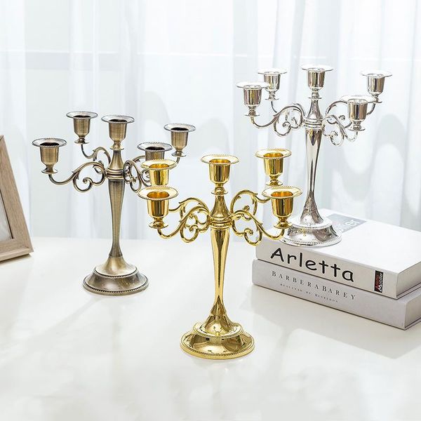 

nordic large candle holders modern simple three-head five-head zinc alloy candle holders wedding porta velas home decor be50cd