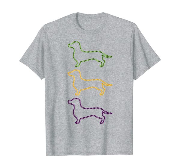 

mardi gras beads dachshund, wiener dog, weenie dog t-shirt, White;black