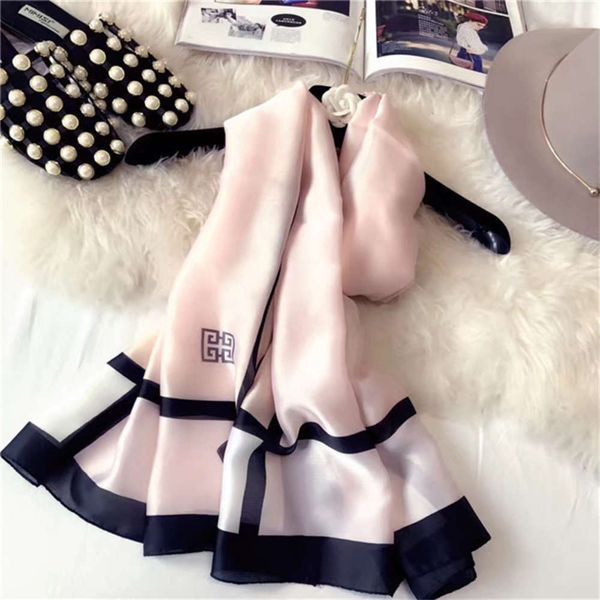 

designer 2020 new bowknot printed women's sunscreen silk beach towel gift scarf shawl, Blue;black