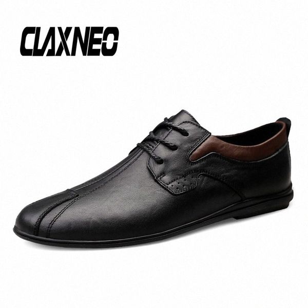 

claxneo man shoes design fashion leather shoe male casual footwear genuine leather flats clax walking shoe shoes for men purple y9mi#, Black