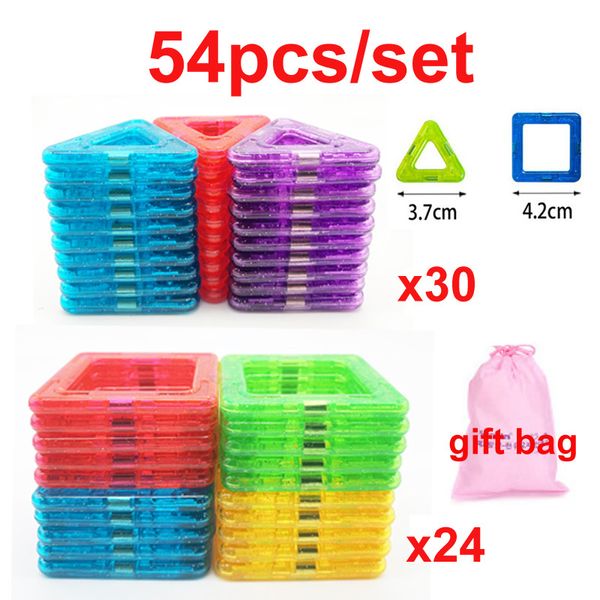 54PCS Mini Magnetische Blöcke Bau Designer Bricks Set Modell 3D Diy Gebäude Pädagogisches Spielzeug Für Kinder Geschenke