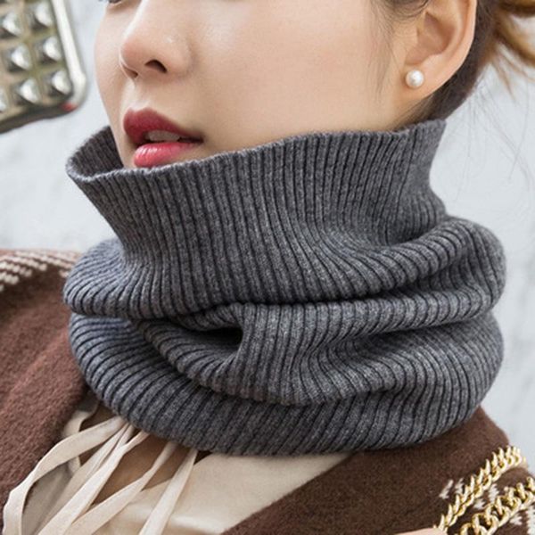 

scarves winter warm cashmere elastic wool knit ring neck scarf snood female thicken windproof cycling driving pullove o20, Blue;gray