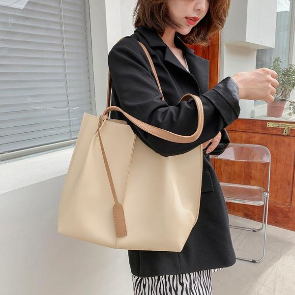 

evening bags casual tote shoulder for women european and american fashion female handbag artificial leather solid color large lady bag