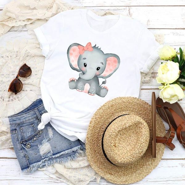 

women graphic cartoon cute baby animal fashion 90s short sleeve print shirt tees clothing female t shirt womens t-shirt, White