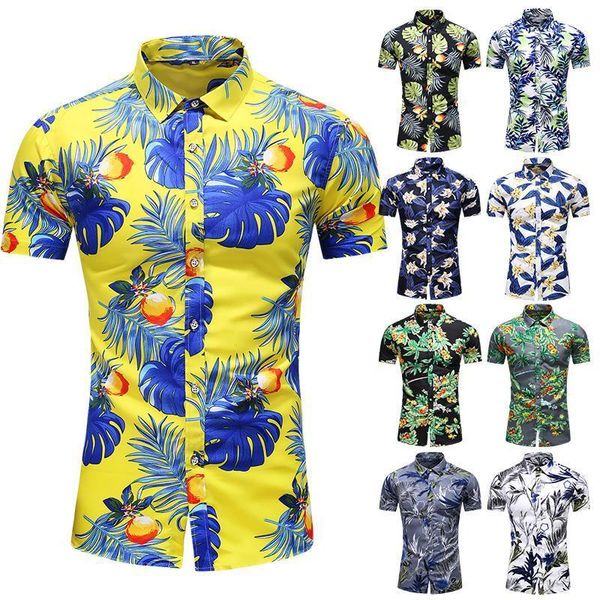 

men's casual shirts mens clothing fashion short sleeve beach hawaiian cotton floral regular plus size 7xl, White;black
