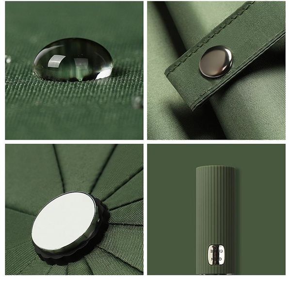 

12 ribs full matic business umbrella three folding male female parasol umbrella rain women windproof anti-uv umbr qylsoc