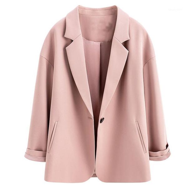 

women's suits & blazers womens spring single button drop shoulder solid loose all-match chic female ladies outwears, White;black