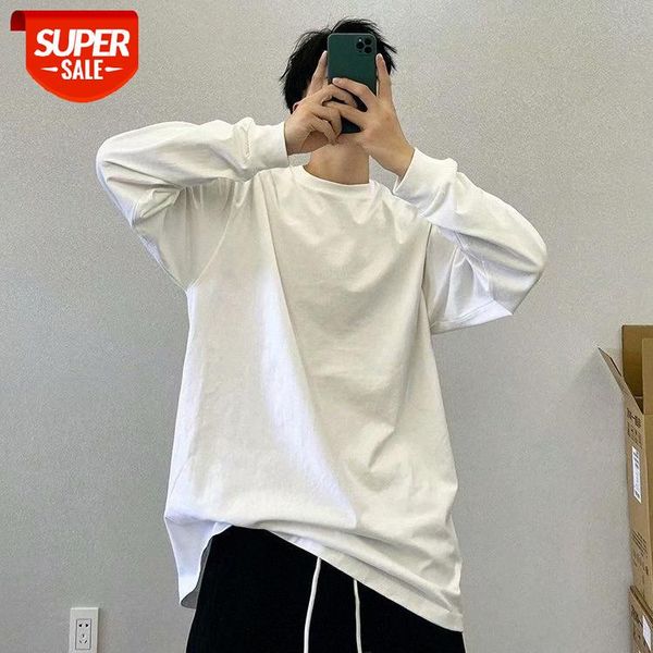 

spring and autumn trend korean version of the white loose bottoming shirt long-sleeved t-shirt men with clothes t #tv1c, Black