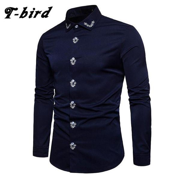 

men's casual shirts t-bird shirt men 2021 solid color long sleeves mens dress shirtsspring brand male camisa masculina, White;black