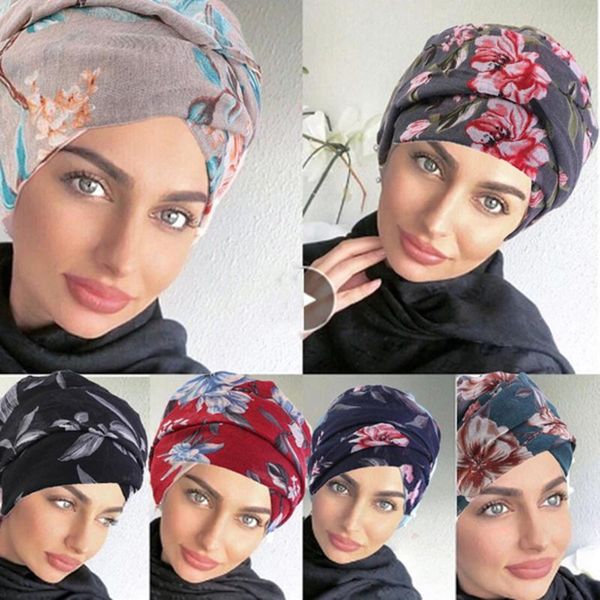 

beanies 2021 retro turban hat headwear head wrap fashion casual solid cotton sleep caps printed hijabs hair accessories