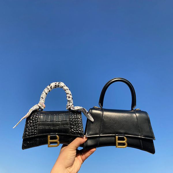 

b family hourglass mini xs leather crocodile pattern messenger group design small bag light luxury high-level sense