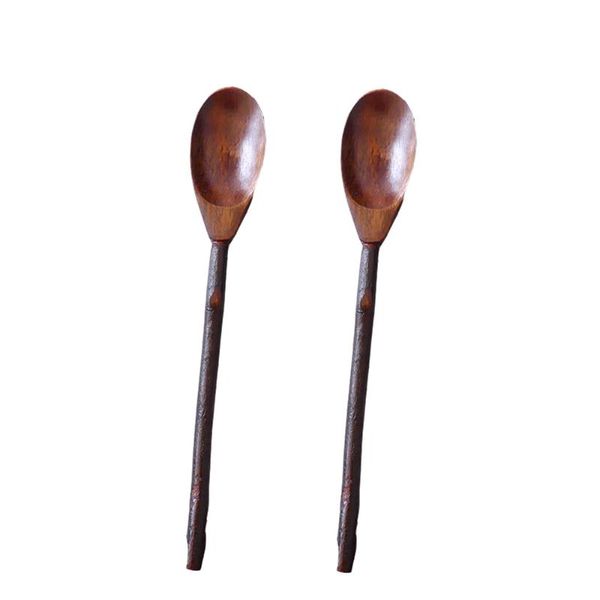 

spoons 2pcs natural wood spoon branch unique for coffee honey japanese style dessert