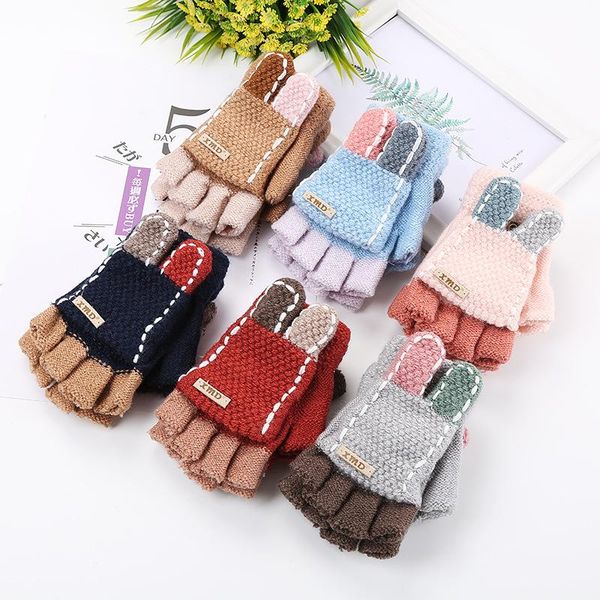 

children's mittens cartoon middle child baby winter warm kids girl gloves knitted children mitten handschoen, White