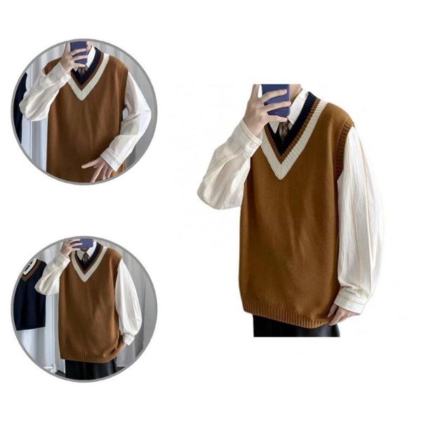 

men's vests fabulous quick dry student waistcoat sweater vest stretch contrast colors, Black;white