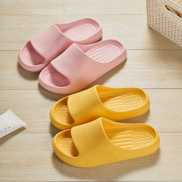 

slippers female summer stepping on excrement feeling korean version bathroom eva massage home thick bottom couple parent-child cool mop, Black