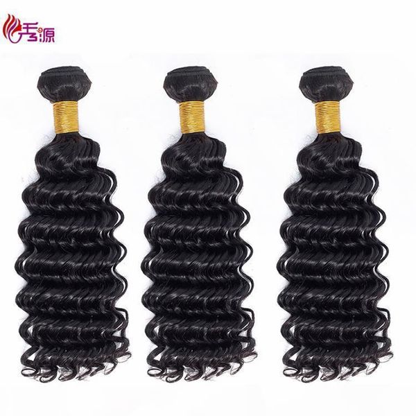 

raw virgin indian hair 3 bundles xiuyuanhair natural color deep wave 100 unprocessed raw indian virgin remy human hair extensions, Black
