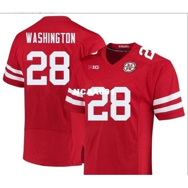 

668 nebraska cornhuskers maurice washing #28 real full embroidery college jersey size s-4xl or custom any name or number jersey, Black