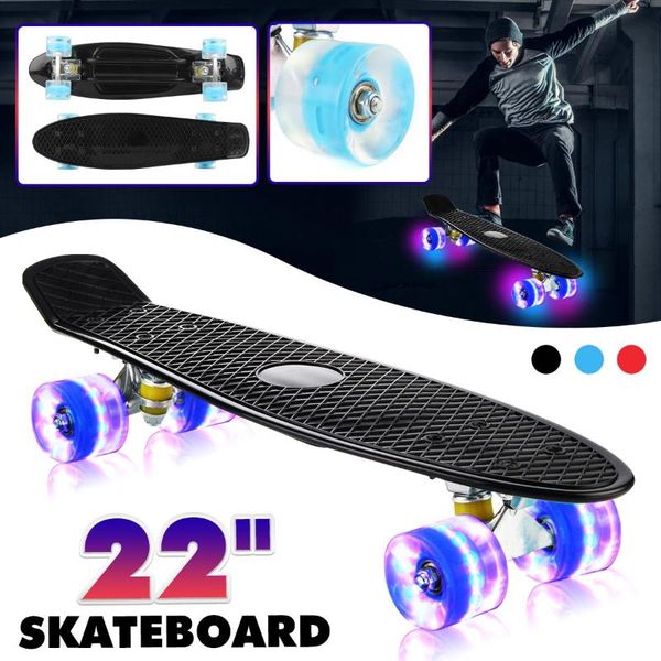 

22 inches mini longboard pastel color skate board four-wheel flashing light skateboard with led flashing wheels retro skateboard