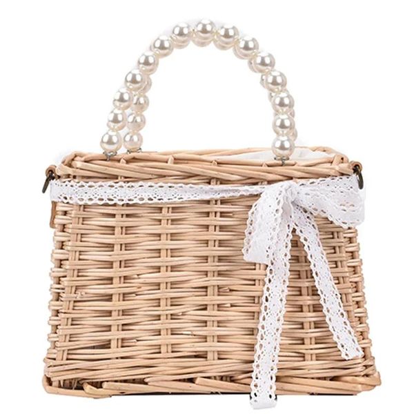 

evening bags straw bag female summer 2021 trend fashion niche design pearl chain cross-body handbag