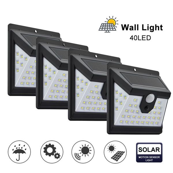 

outdoor wall lamps led solar light 8pcs wireless ip65 waterproof lights 40led wide lighting angle security motion sensor deco