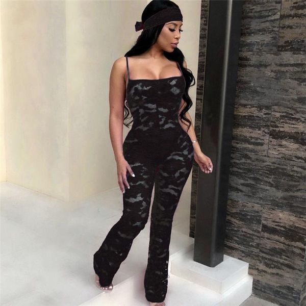 

women's jumpsuits & rompers womens sleeveless jumpsuit summer floral lace women overalls backless lady party playsuit, Black;white