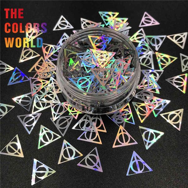 

tct-513 hollow triangle 10mm nails glitter nail art decoration hallows deathly relics of death diy accessoires festival supplier, Silver;gold