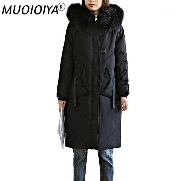 

women's down & parkas 2021 women winter thick warm coat can be worn 220 jin long plus size overcoat female cotton fur collar hooded jac, Black