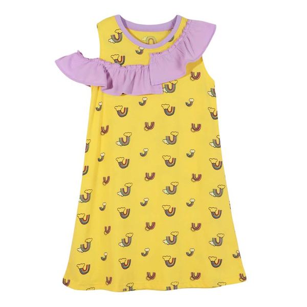 

girl's dresses little maven girls dress toddler girl summer clothes rainbow yellow kids 1-4years evening party baby, Red;yellow