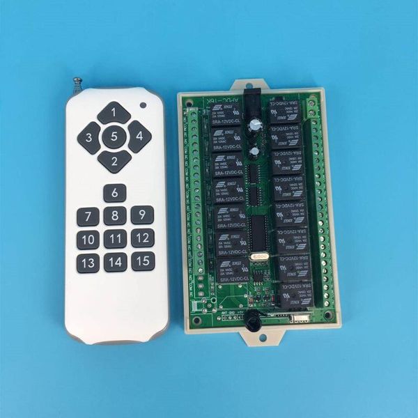 

smart home control dc 12v 24v 15ch 15 channels wireless relay rf remote switch receiver+15 button transmitter high range