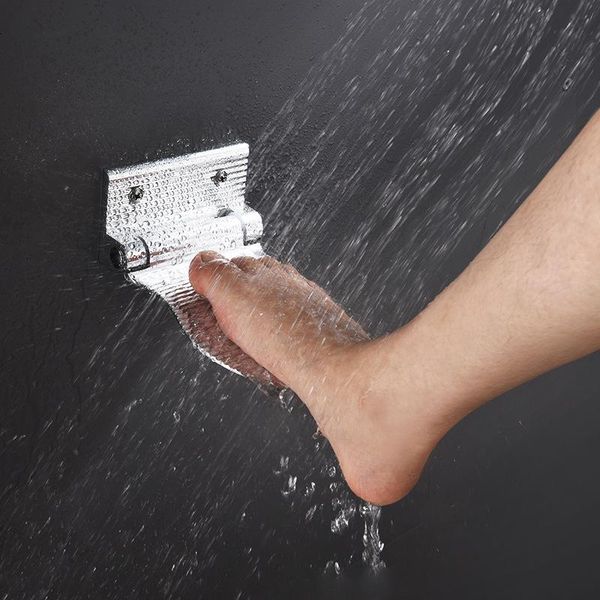 

bath mats aluminum bathroom pedal wall mounted foldable foot punch safety rest anti-slip shower pedals products