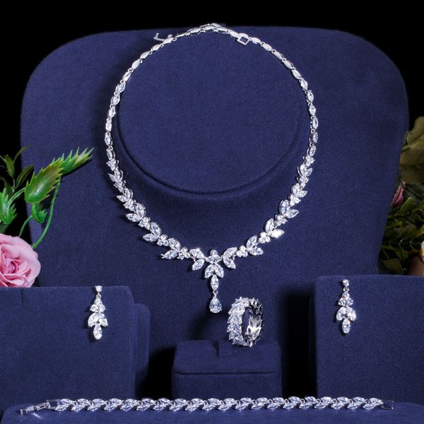 

t0138 liying jewelry korean fashion generous bridal wedding dress accessories high-grade aaa zircon four piece set, Black