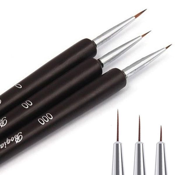 

nail brushes 3pcs black acrylic french art liner brush set 3d tips manicure ultra-thin line drawing pen uv gel painting tools, Yellow