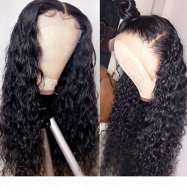 

13x6 curly hair lace front wigs synthetic no gel ajustable cap headband wig easy install heat resistant fiber for black women, Black;brown