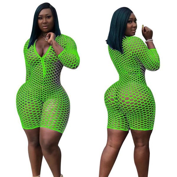 

newly ladies jumpsuits hollow see-through slim fit deep v-collar costume for party dancer m99, Black;white