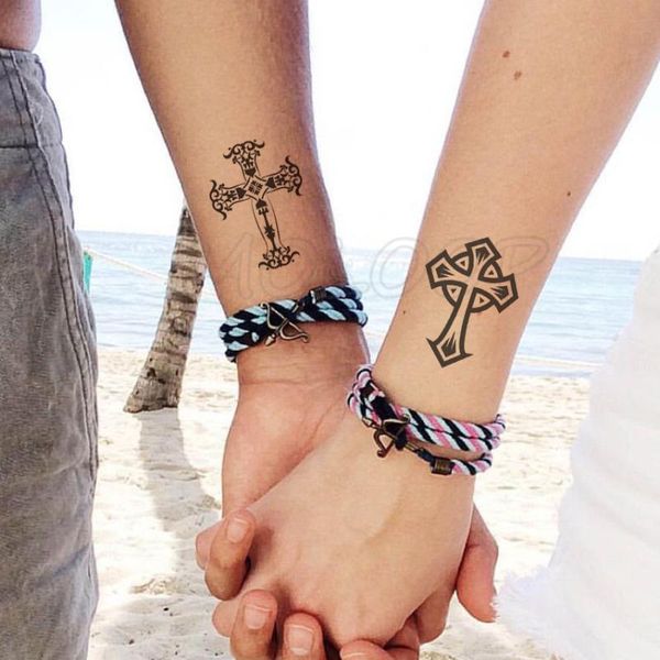 

temporary tattoos tattoo sticker black cross symbol pattern water transfer fake tatoo body art fashion girl boy arm hand tatto