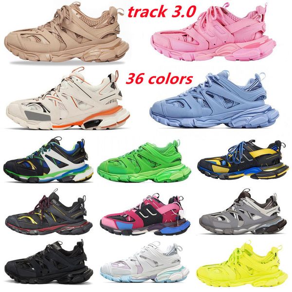 

paris fashion track 3.0 designer casual shoes ice pink blue white orange black men women sneakers trainer lime red metallic sivler luxury tr