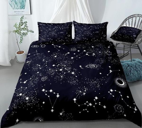 

stars bedding set night sky bed linen kid girl boy duvet cover set black white home textil galaxy bedcloth men women bed set
