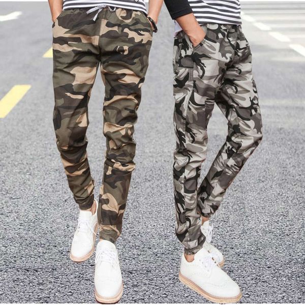 

summer new men's camouflage trend casual slim sweatpants, Black