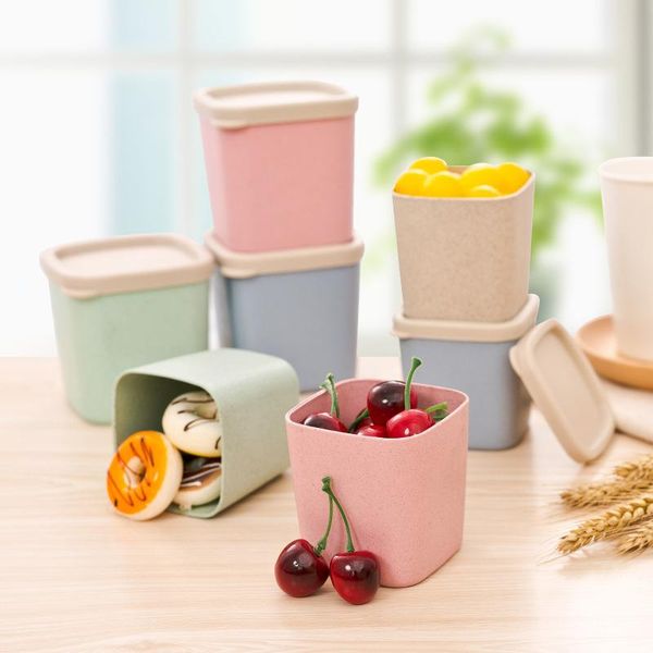 

storage bottles & jars nordic wheat straw sealed can with cover grain tank organizer box kitchen container