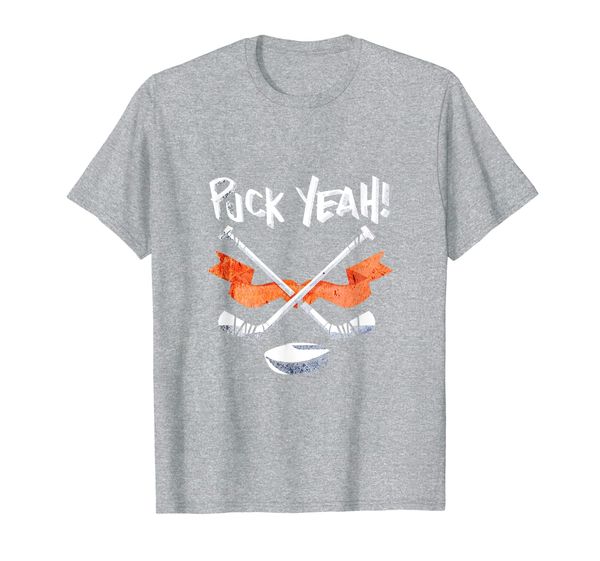 

puck yeah ice hockey sticks player fan funny sarcastic t-shirt, White;black
