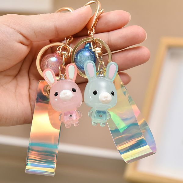 

new cute rabbit keychain acrylic pendant creative bag decoration gift blind box doll a1, Silver