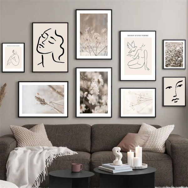 

paintings nordic poster abstract geometric line women curved modern wall art print canvas painting mural living room home decoration