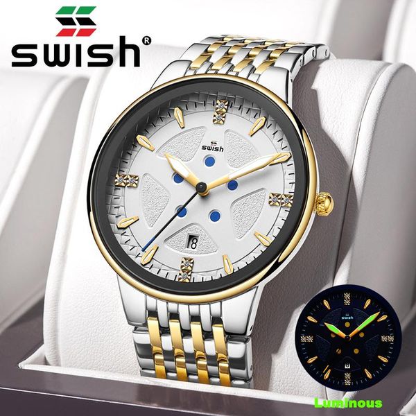 

wristwatches 2021 swish watches men warterproof sports watch clock male business quartz wristwatch relogio masculino, Slivery;brown