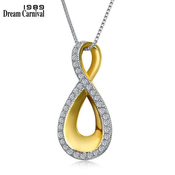 

pendant necklaces dreamcarnival 1989 love infinity valentine gift 2-tone gold color wholesale collares drop women necklace wp6415, Silver
