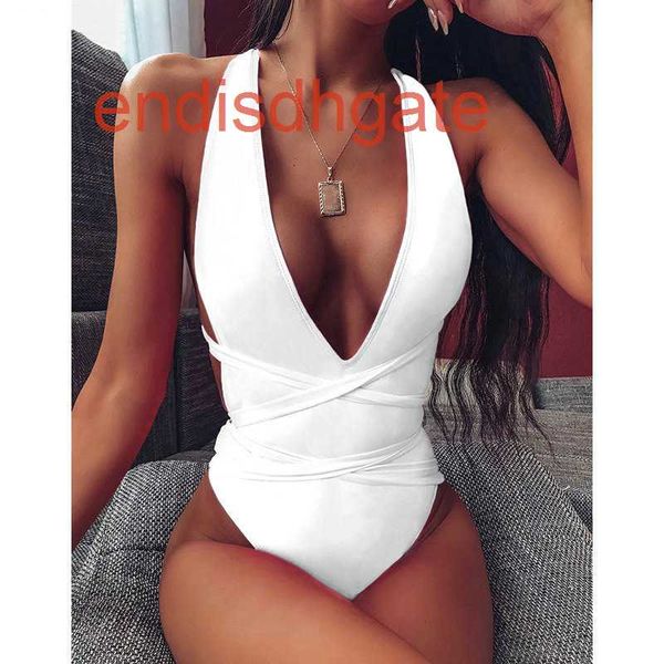 

up women's solid lace 2021 new deep v open back one piece, White;black