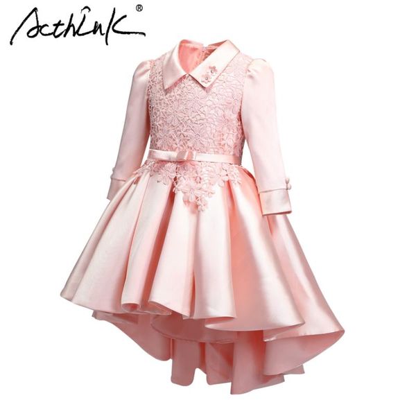 

girl's dresses acthink teen girls summer flower embroidery dress prncess long sleeves wedding formal party evening with belt, Red;yellow
