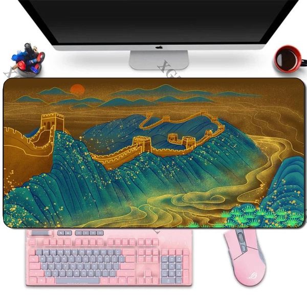 

mouse pads & wrist rests chinese landscape pad game player large seam soft gaming mountain non-slip rubber computer desk xl