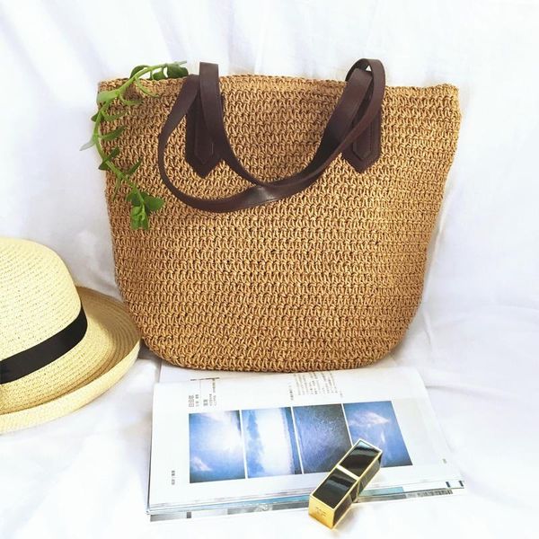 

gift wrap straw bag women handbag simplicity one shoulder beach weave high capacity